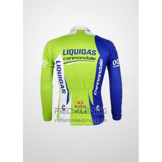 2012 Fietskleding Liquigas Cannondale Wit en Groen Lange Mouwen en Koersbroek